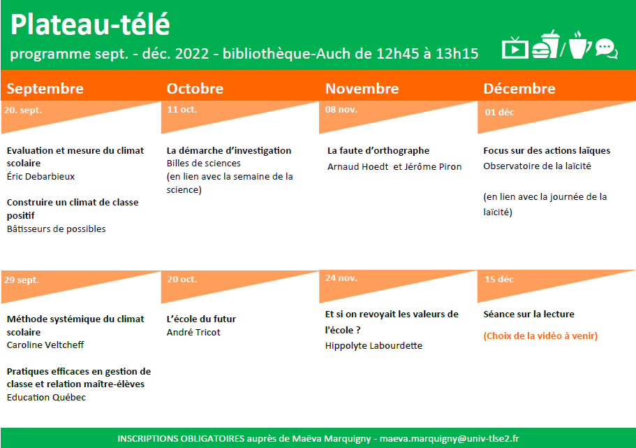 Programme septembre-décembre 2022